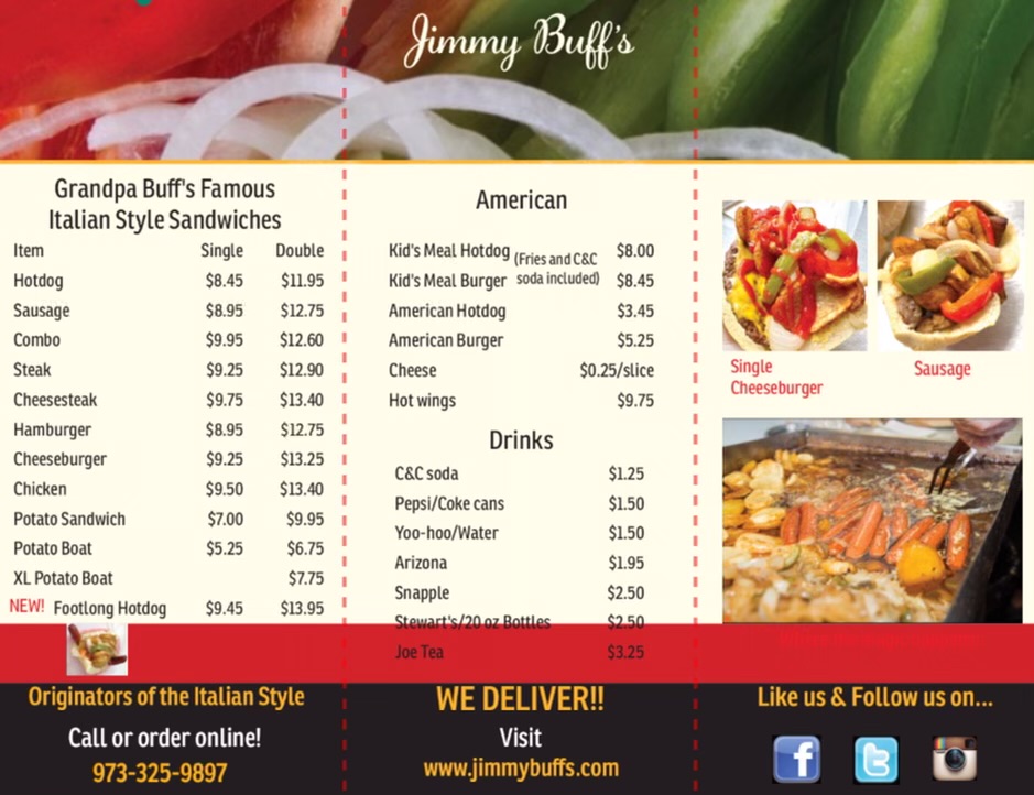 Jimmy Buff's Menu